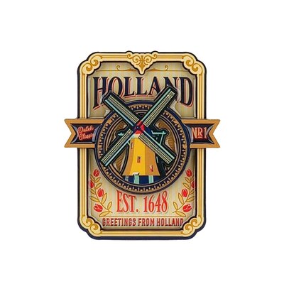 Matix Magneet Holland (Wallplate) - Vintage - Molen en tulpjes