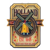 Matix Magnet Holland (Wandplatte) - Vintage - Windmühle und Tulpen