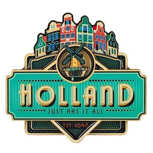 Typisch Hollands Magneet Amsterdam (Holland) - Molen en Zaanse huisjes