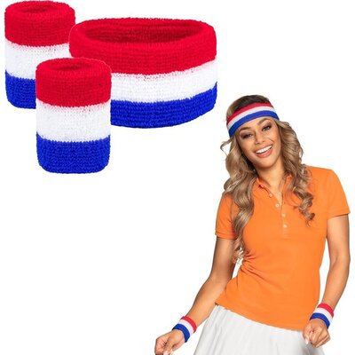 Typisch Hollands Zweetbandjes Nederland  - 3-delige set