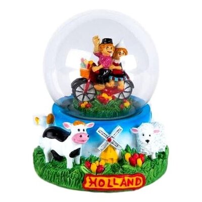 Typisch Hollands Schneekugel – Holland – Paar auf Fahrrädern 5 cm