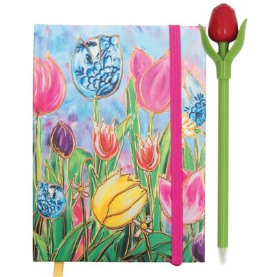 Typisch Hollands Notitieboekje - Tulpen - Dutch Beauty - met balpen - rood