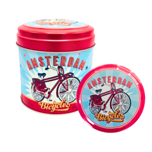 Matix Souvenirblik - geschikt voor chocolaatjes ,stroopwafels of snoep - Leeg -Gevelhuisjes en Fiets