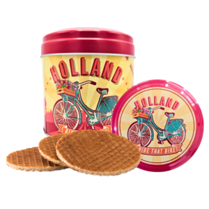 Matix Stroopwafels in a retro Dutch bakery tin
