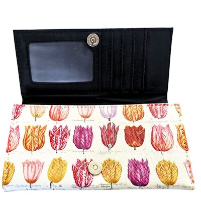 Typisch Hollands Fold-over wallet - Women's - White with multicolored tulips