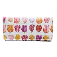 Typisch Hollands Fold-over wallet - Women's - White with multicolored tulips