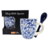 Typisch Hollands Espresso mok met lepel - Delfts blauw  bloemmotief en tulpen