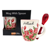 Typisch Hollands Espresso mug with spoon - Red tulips