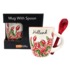 TTD Gifts Espresso mok met lepel - Rode tulpen