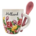 TTD Gifts Espresso mug with spoon - Pink and red