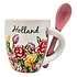 Typisch Hollands Espresso mug with spoon - Pink and red
