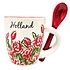 Typisch Hollands Espresso mug with spoon - Red tulips