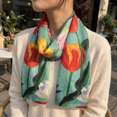 Matix Damesjaal - Pretty tulips Groen