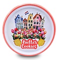 Typisch Hollands Hollandse tulpkoekjes in Bewaarblik - Gevelhuisjes en tulpen - 114 gram