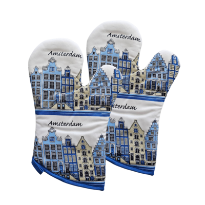 TTD Gifts Oven Mitts Gable Houses Amsterdam - Delft Blue