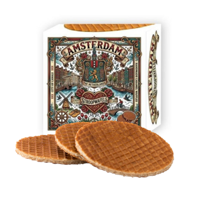 Stroopwafels (Typisch Hollands) Stroopwafels in nostalgisch doosje Amsterdam - Stadswapen