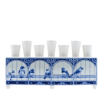 Heinen Delfts blauw Tulpenvaas Vogelkooi Rechthoek Cabinet des Fleurs