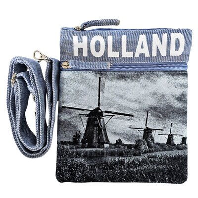 Robin Ruth Denim Nektas - Paspoorttas -Holland molens  - denim blauw/grijs