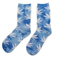 Holland sokken Damessokken - blauw-wit -cannabis - maat 36-42