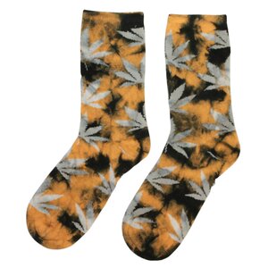 Holland sokken Damensocken ockerfarben - mit grauem Cannabisblatt - Größe 36-42