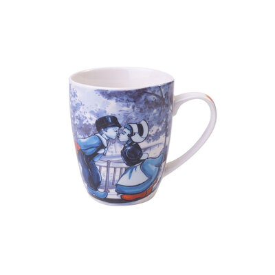 Heinen Delfts blauw Small mug - Modern Delft blue - Kissing couple Holland