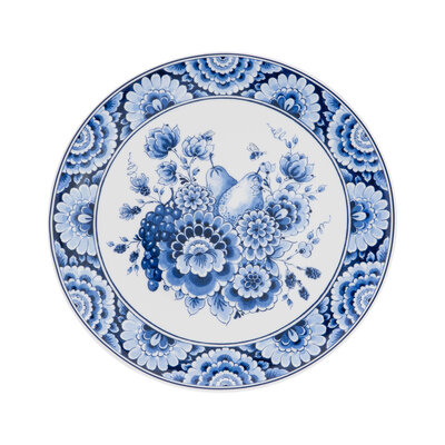Heinen Delfts blauw Wandbord Fruit Cabinet des Fleurs