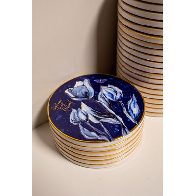 Typisch Hollands Coaster - Holland Sunblush - blue-white