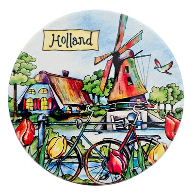 Typisch Hollands Coaster Holland Windmühle und Fahrrad und Tulpen