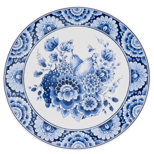 Heinen Delfts blauw Wandbord Fruit Cabinet des Fleurs