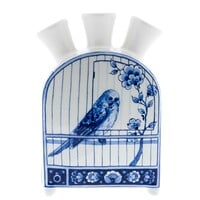 Heinen Delfts blauw Tulpenvaas Vogelkooi Klok Cabinet des Fleurs