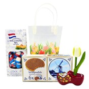 Typisch Hollands Holland PVC-Geschenktüte mit Tulpenmotiv – 2 Leckereien – 1 Souvenir