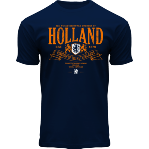 Fox Originals Holland T-Shirt blue with orange text - Lions and coat of arms