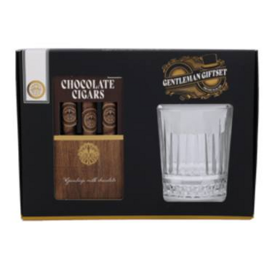 Becky`s Geschenkset chocolade sigaren en wiskeyglas