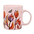 Ter Steege souvenirs Mok rose met oranje-rode tulpen en vlinder.
