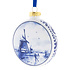 Heinen Delfts blauw Flache Weihnachtskugel Windmühlen 8 cm - Delfter Blau