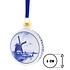 Heinen Delfts blauw Kerstbal Plat Molens 6 cm - Delfts blauw
