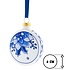 Heinen Delfts blauw Kerstbal Plat Hulstblad en bessen 6 cm - Delfts blauw