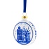 Heinen Delfts blauw Flache Weihnachtskugel in Hausform, 6 cm – Delfter Blau