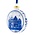 Heinen Delfts blauw Kerstbal Plat Huisjes 8 cm - Delfts blauw