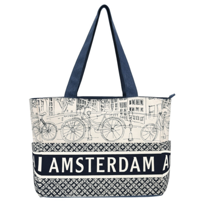 Robin Ruth Fashion Grote Schoudertas - Denim - Donkerblauw - Fietsen