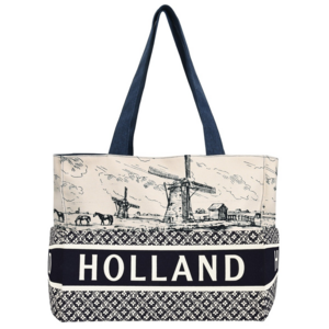 Robin Ruth Fashion Große Schultertasche - Holland - Denim - Dunkelblau - Windmühlen