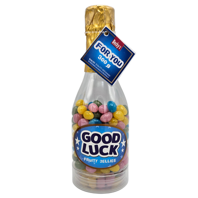 Becky`s Partyflasche mit fruchtigen Geleebohnen – Viel Glück!