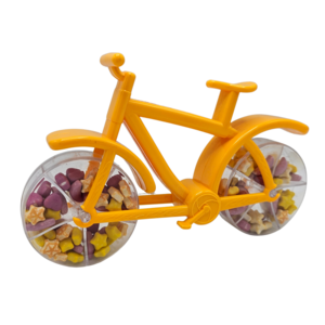 Becky`s Snoep-Speelgoed fiets - Geel/Oranje 20x12 cm