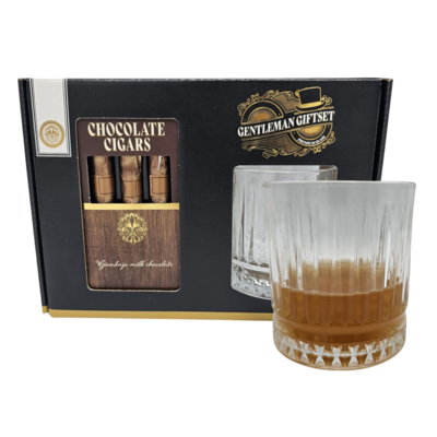 Becky`s Geschenkset chocolade sigaren en wiskeyglas