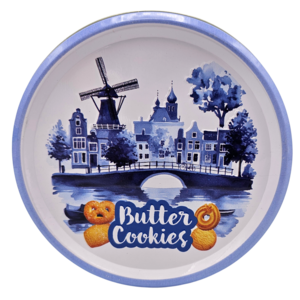 Becky`s Dutch cookie mix in storage tin - Windmill - village view - 114g