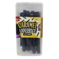 Becky`s Licorice stems - caramel - transparent storage box 275 grams
