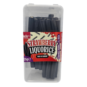 Becky`s Dropstengels - aardbei - transparante bewaardoos 275 gram