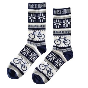 Holland sokken Men's Socks - Bicycles - Blue, White and Grey