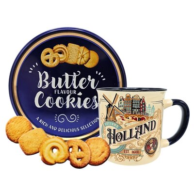 typisch-hollands-geschenkpakket Holland-Becher – Vintage und Keksdose
