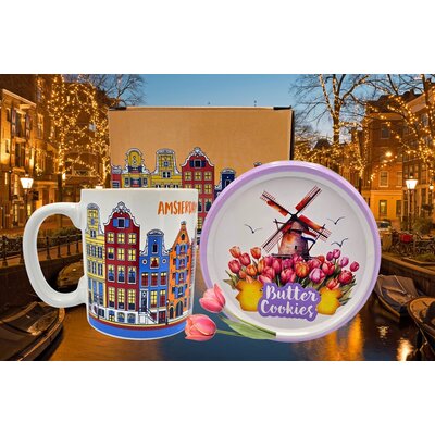 typisch-hollands-geschenkpakket Geschenkset met blik koekjes en een mok - Rood - Blauw -Oranje